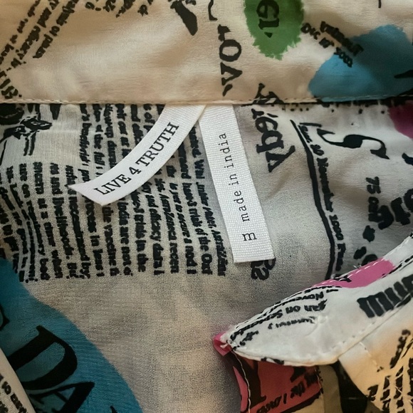 Live 4 Truth sheer news print tunic blouse or dress - Picture 7 of 8